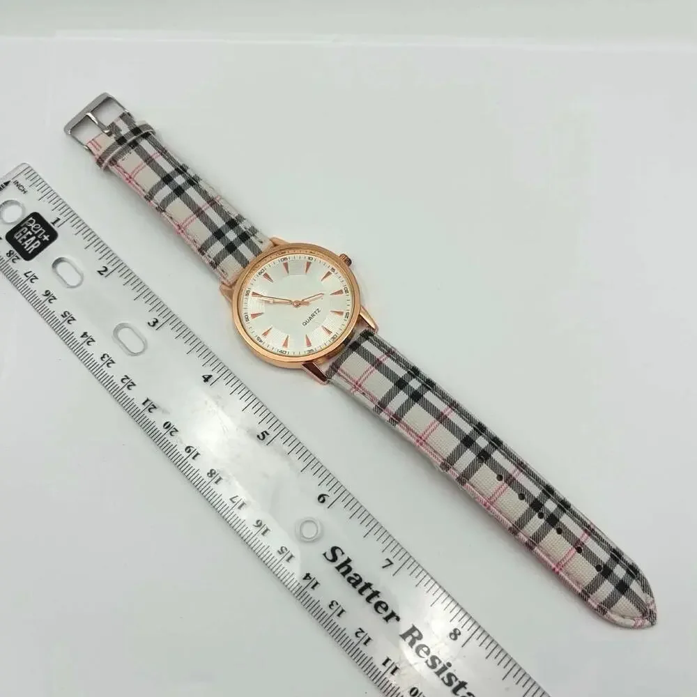 Rose Gold Plaid Men’s Watch